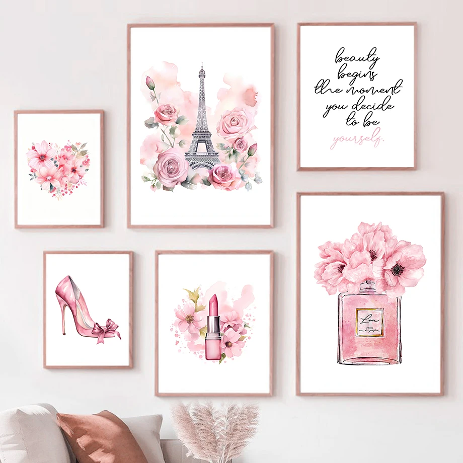 Home Fragrance Bottle - Paris Fashion Art Poster Pink Eiffel
